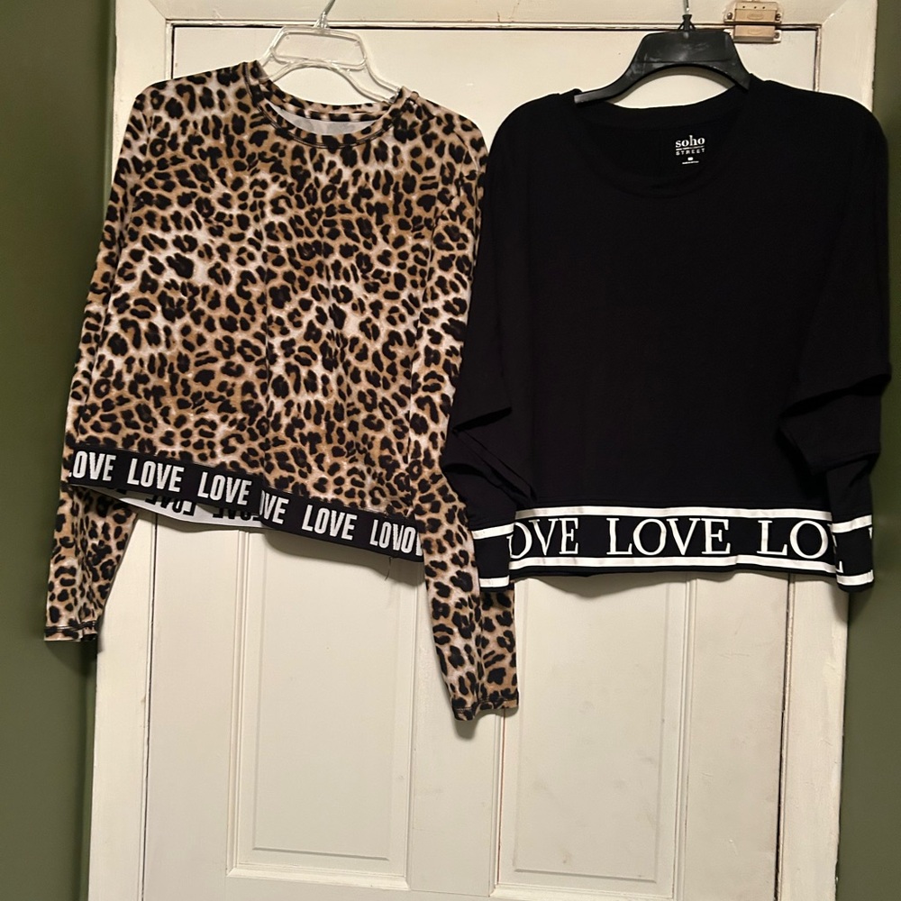 Soho Leopard and Black Crop Tops